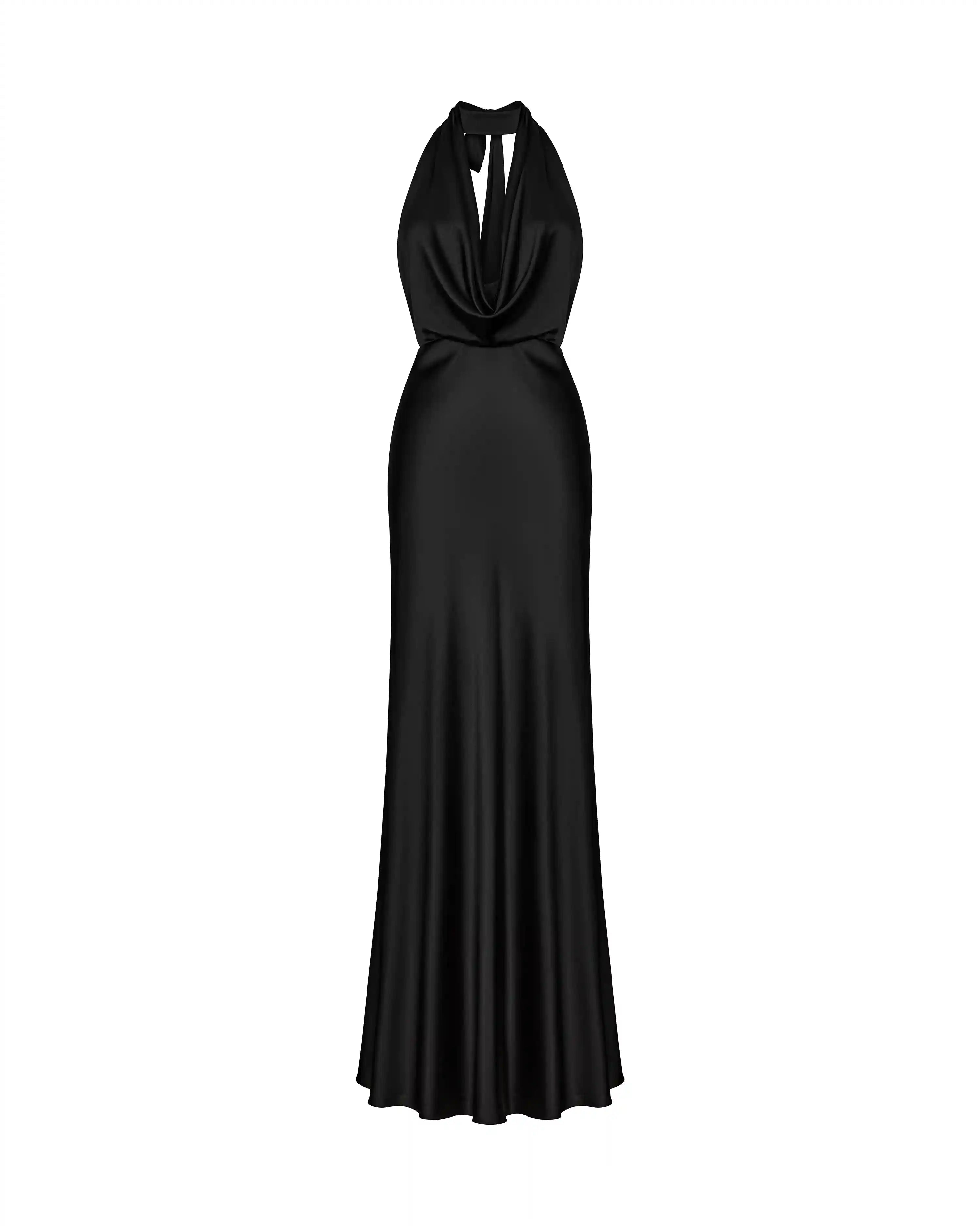 Alia maxi, maxi dress made of black satin