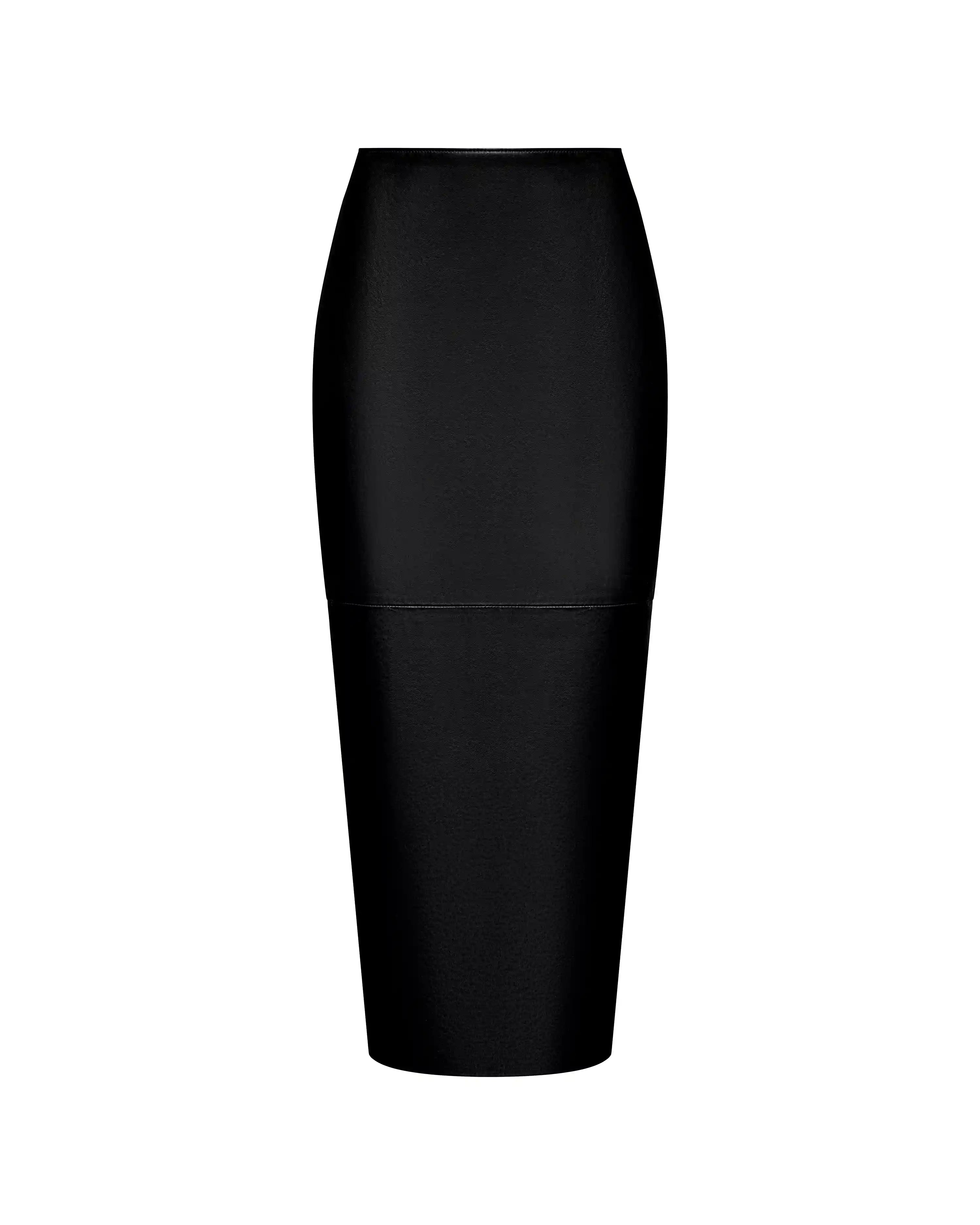 Adrianne midi, midi skirt made of black genuine leather