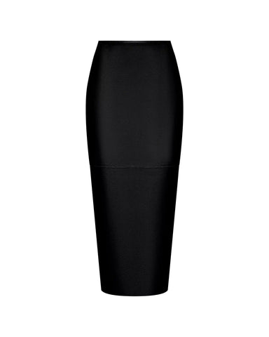 Adrianne midi, midi skirt made of black genuine leather