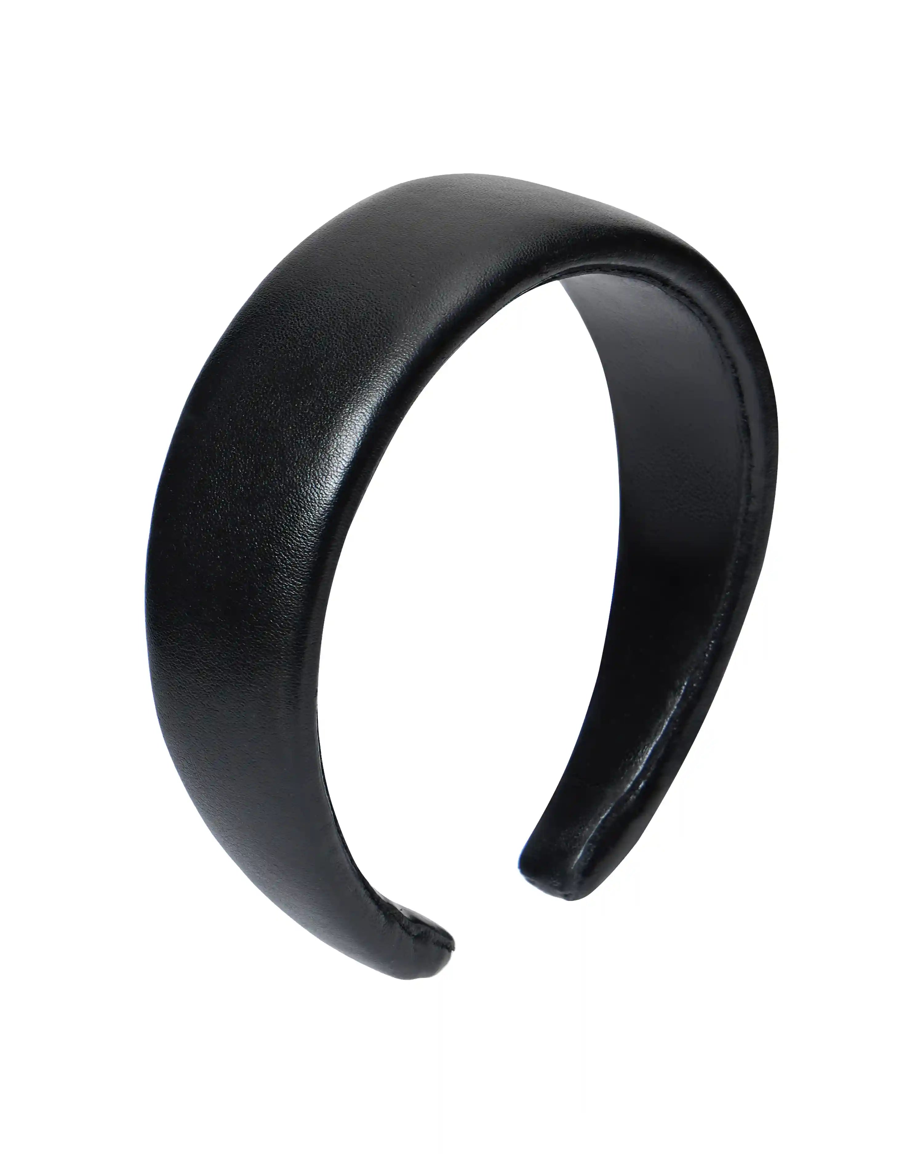 Noelia, headband  made of black genuine leather