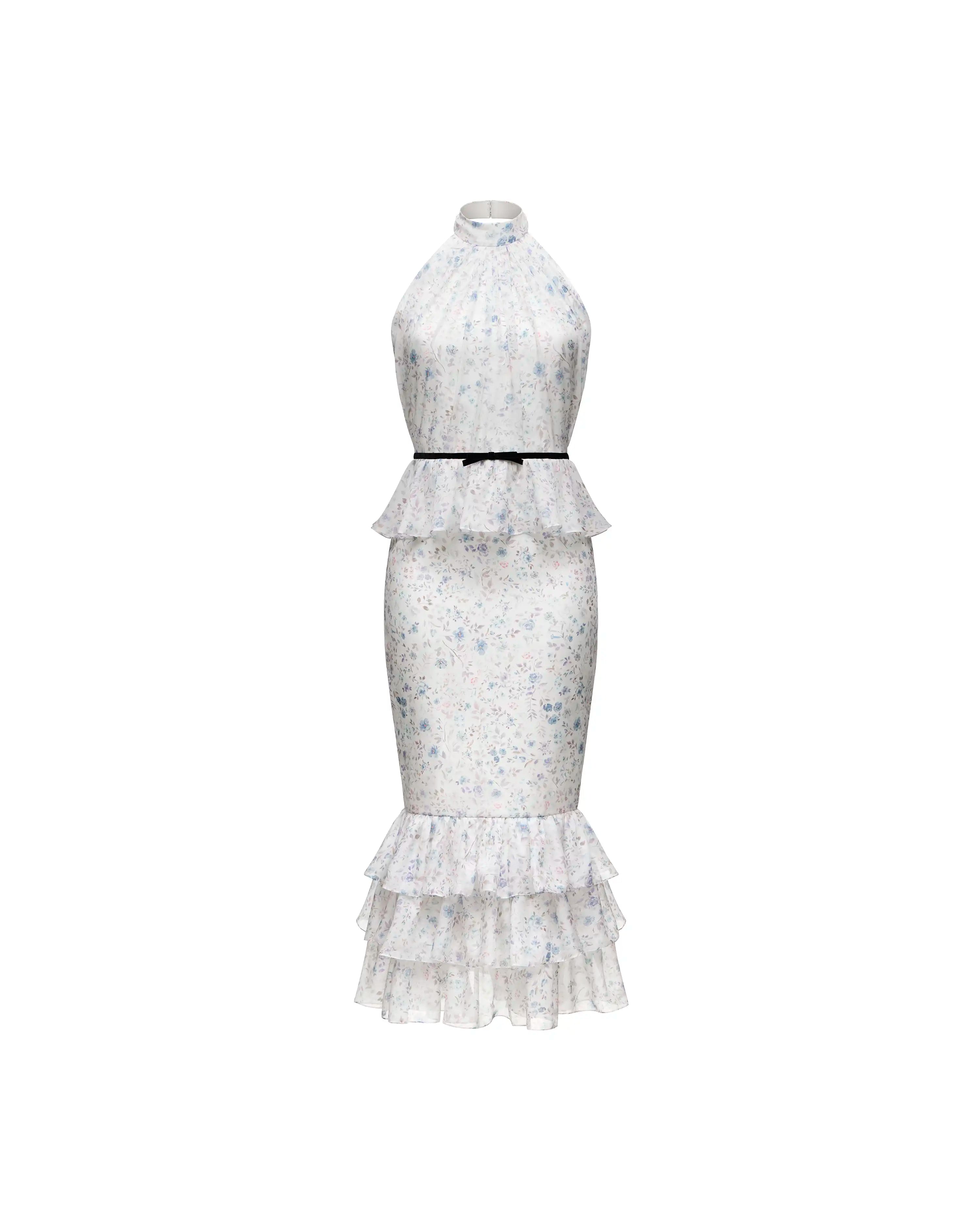 Rosie midi, milky chiffon midi dress with a floral print