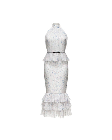 Rosie midi, milky chiffon midi dress with a floral print