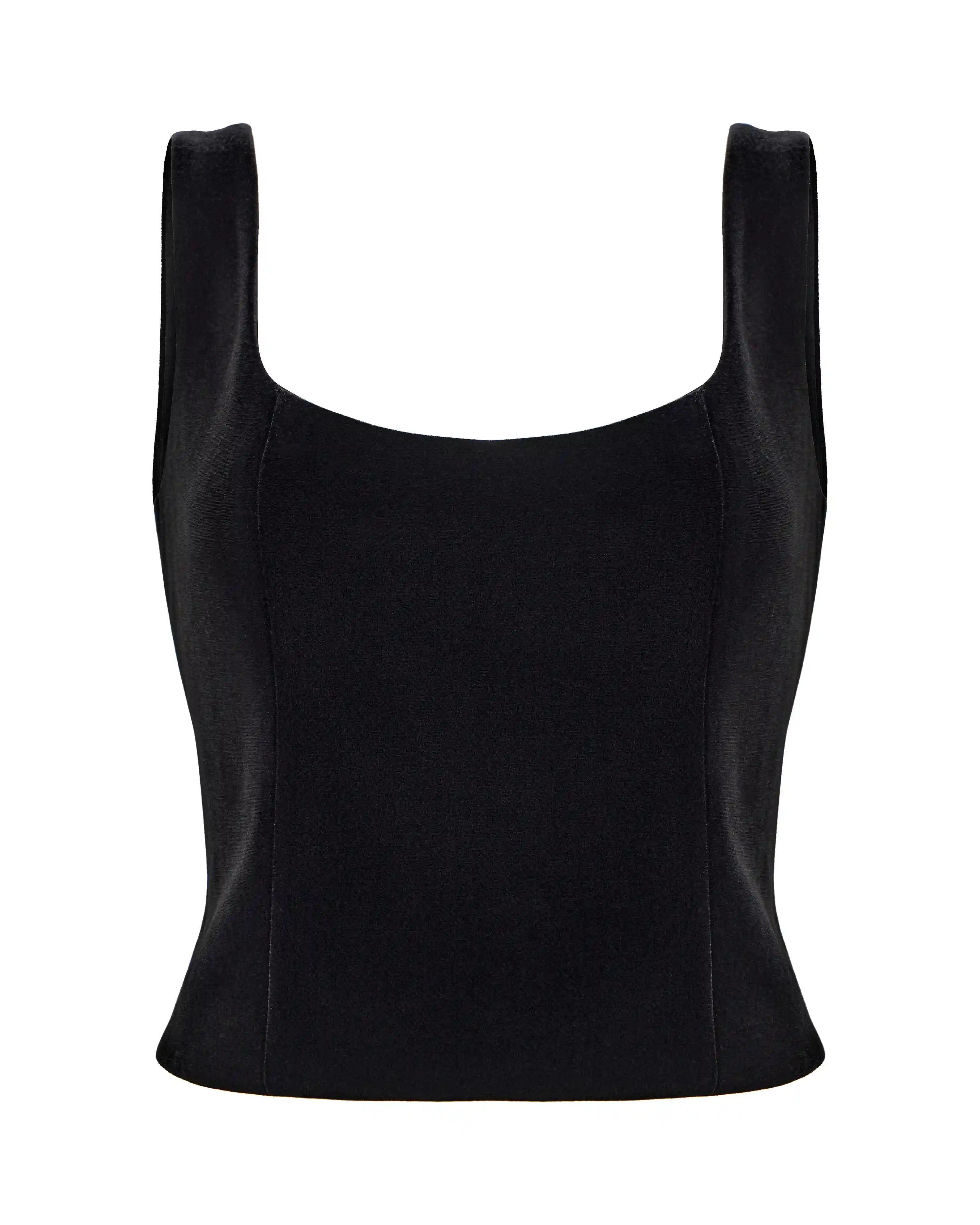 Lee top, corset top made of black velvet