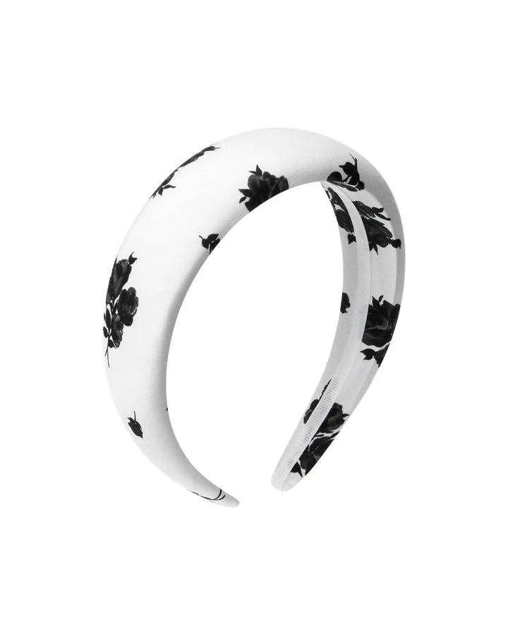 Noelia, headband made of ivory crepe de chine with floral print