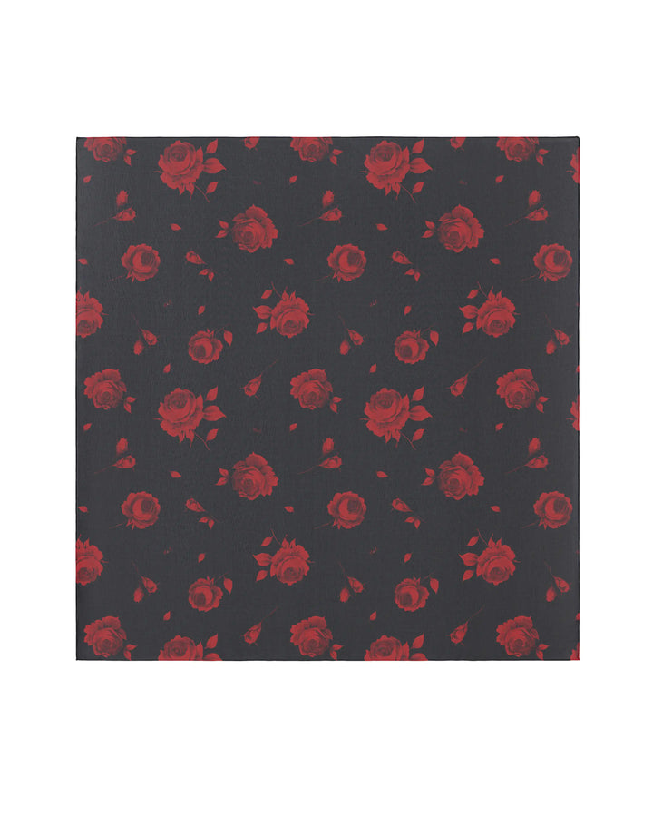 Letici, black chiffon scarf with a floral print