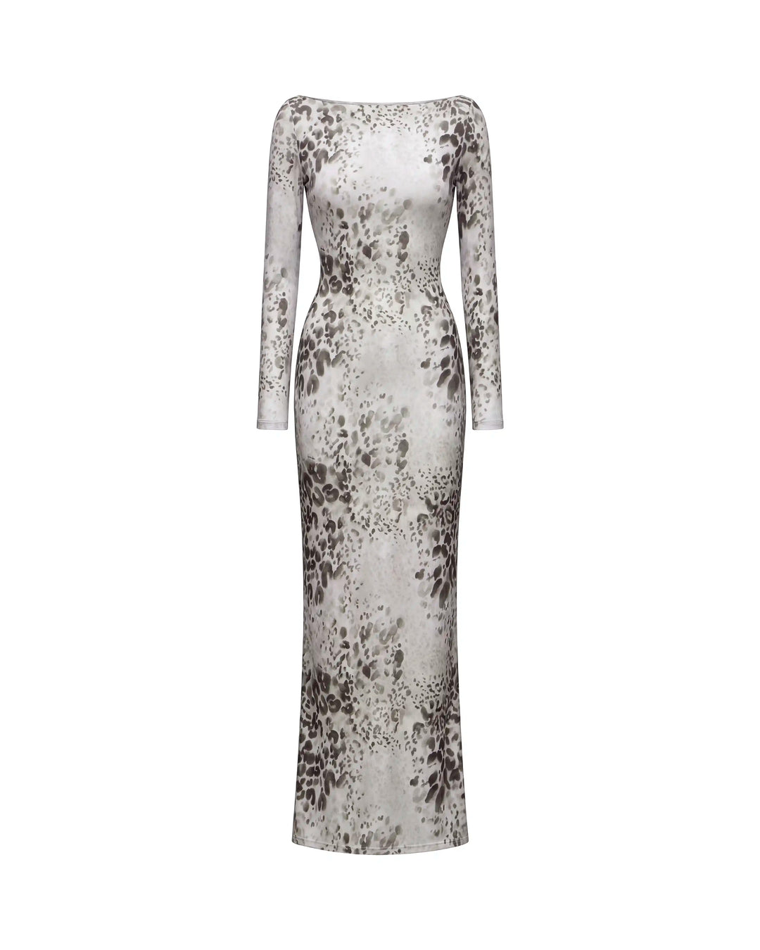 Monet maxi, ivory mesh maxi dress with animal print