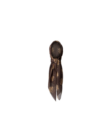 Leticia, beige chiffon headscarf with chocolate flowers