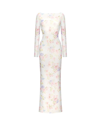 Monet maxi, milky mesh maxi dress with a floral print