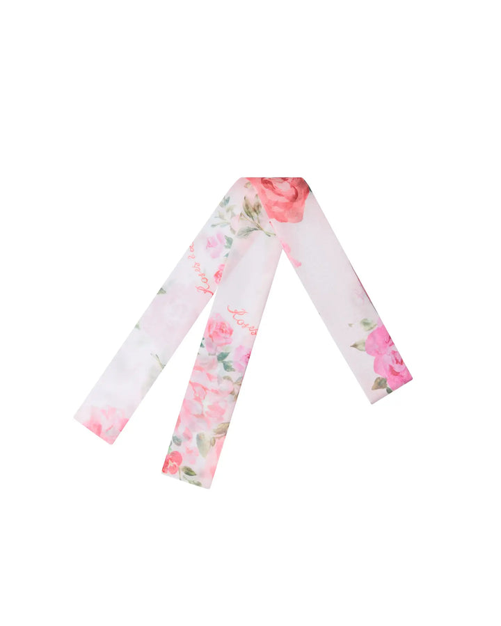 Luana, light pink ribbon with medium pink flowers