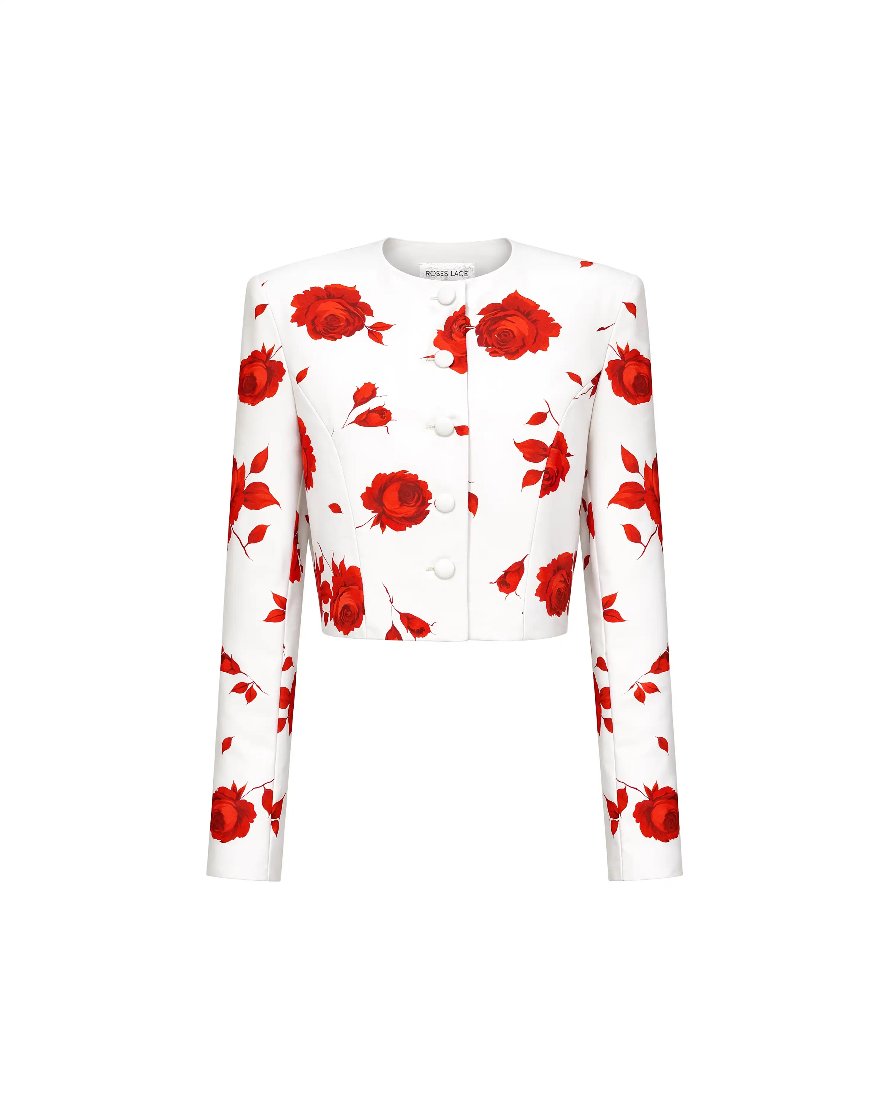 Pionella, milky batiste jacket with a floral print