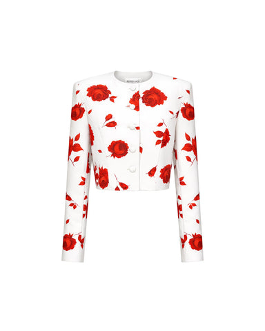 Pionella, milky batiste jacket with a floral print