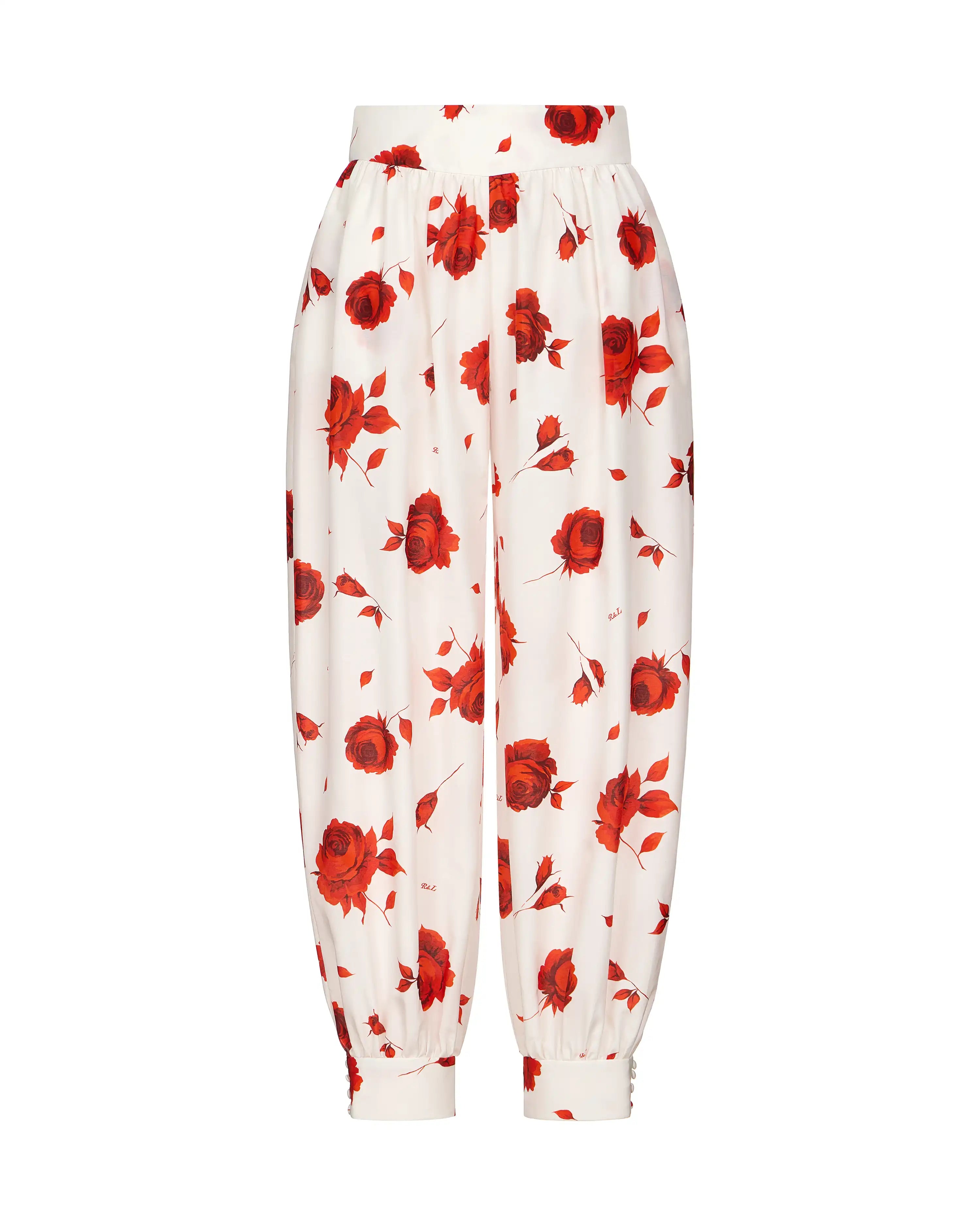 Evie, milky batiste trousers with a floral print