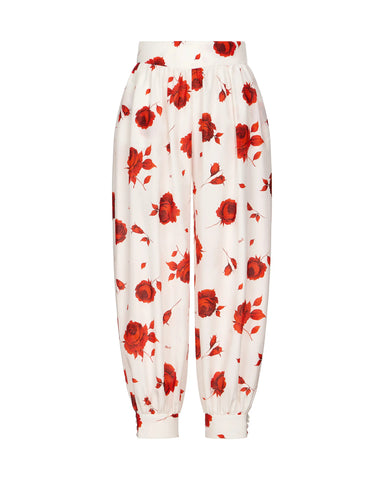 Evie, milky batiste trousers with a floral print
