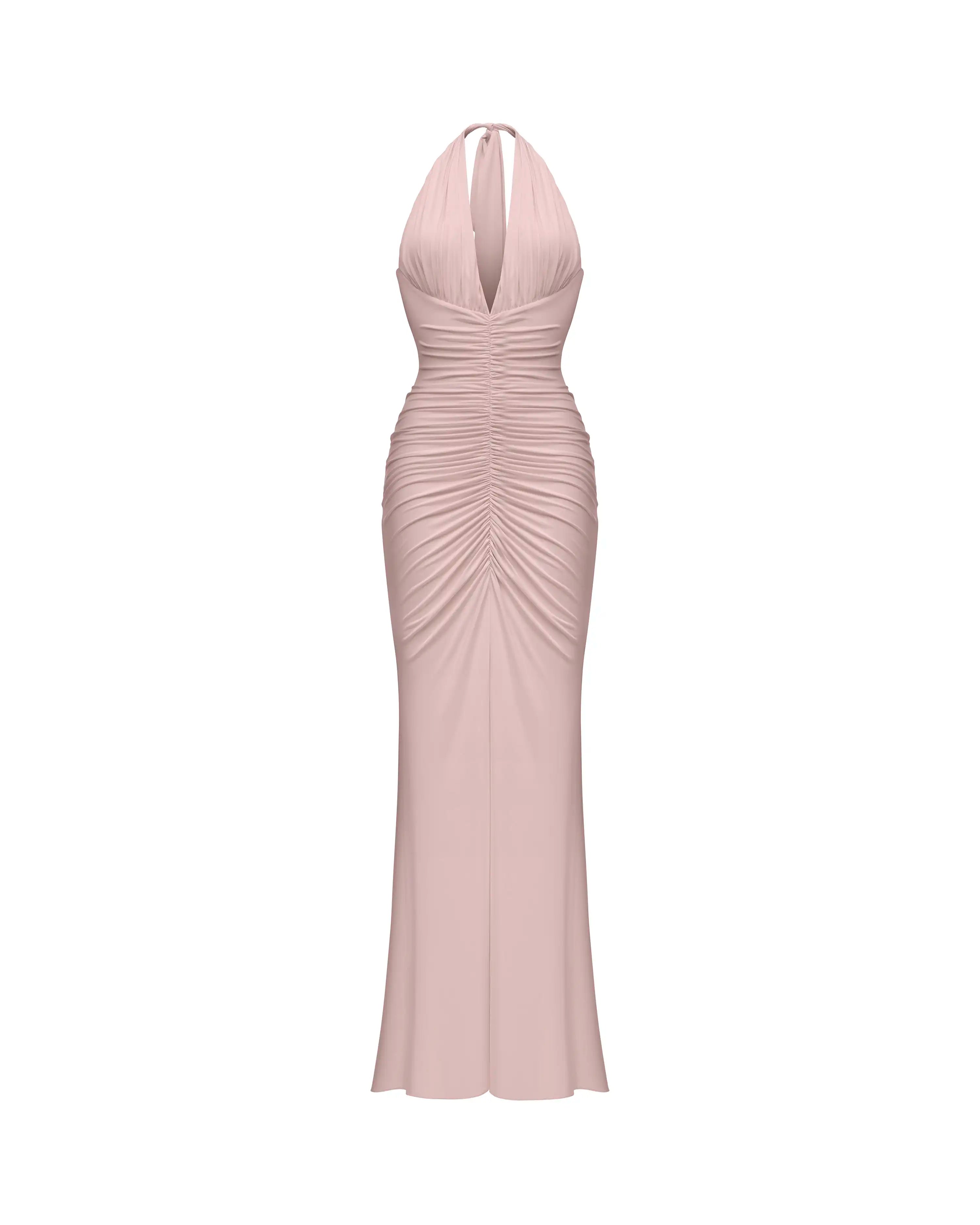 Luna maxi, maxi dress in powder pink biflex