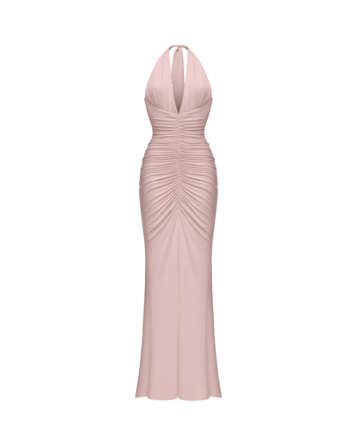 Luna maxi, maxi dress in powder pink biflex