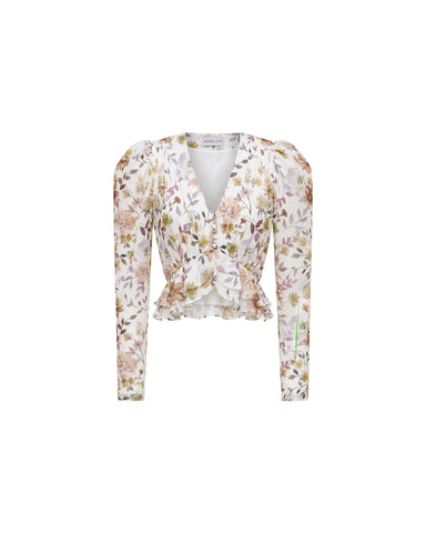 Carolina, milky chiffon blouse with multicolor floral print