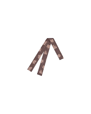 Luana, chocolate crepe de chine ribbon with beige flowers