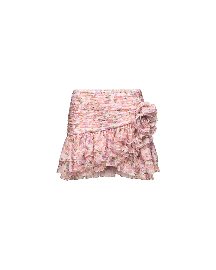 Mia mini, mini skirt in milky chiffon with a floral print