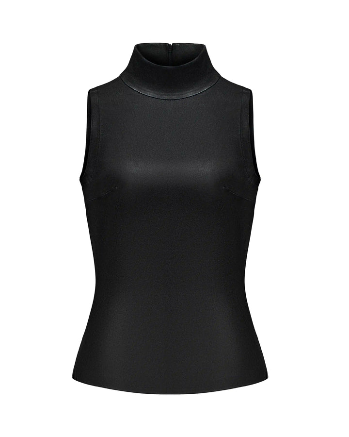 Terry, top made of black genuine leather