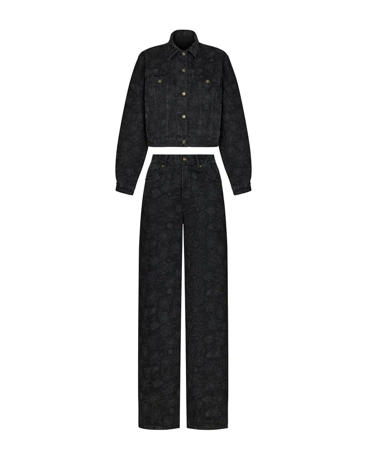 Zia-Alice, jeans set made of cotton with floral print