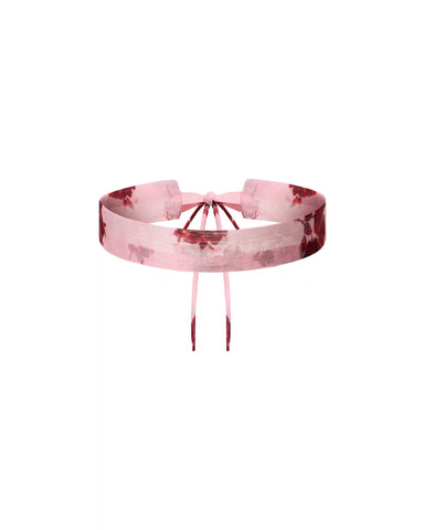 Lora, light pink chiffon choker with a floral print