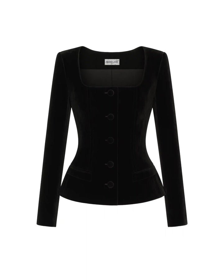 Rachel, jacket made of black velvet