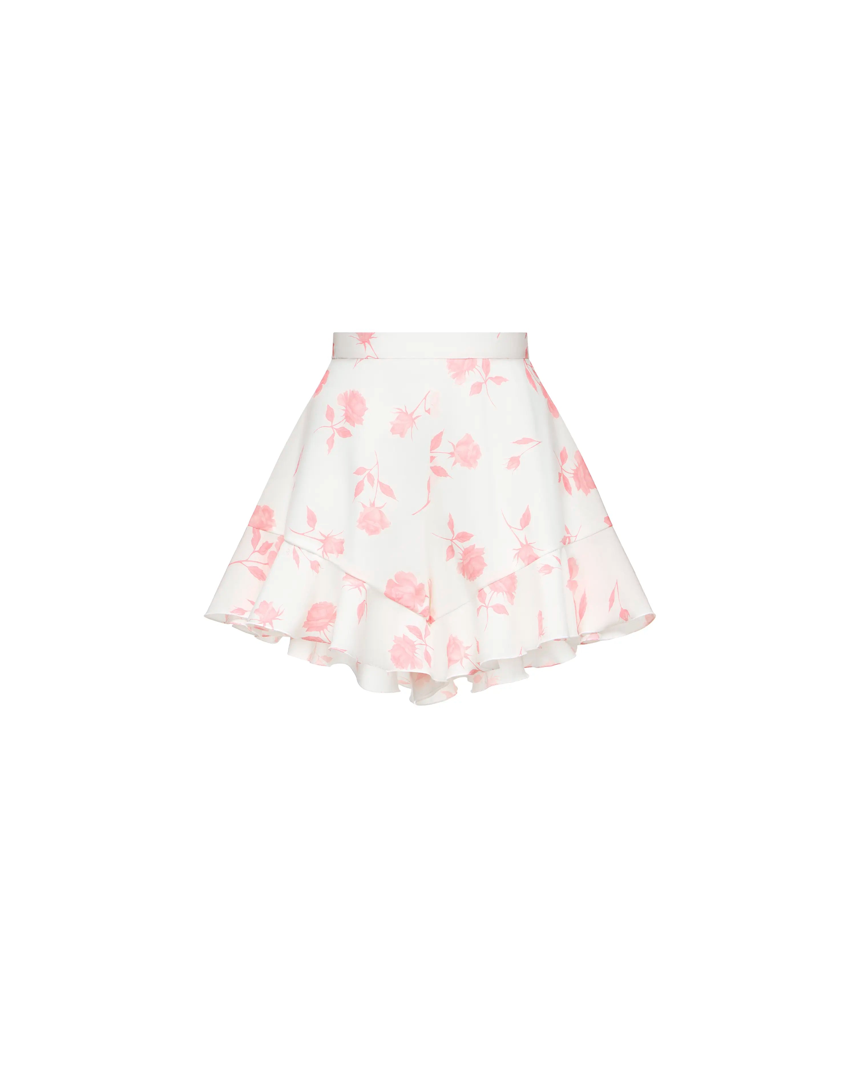 Audrie, ivory batiste shorts with medium light pink flowers