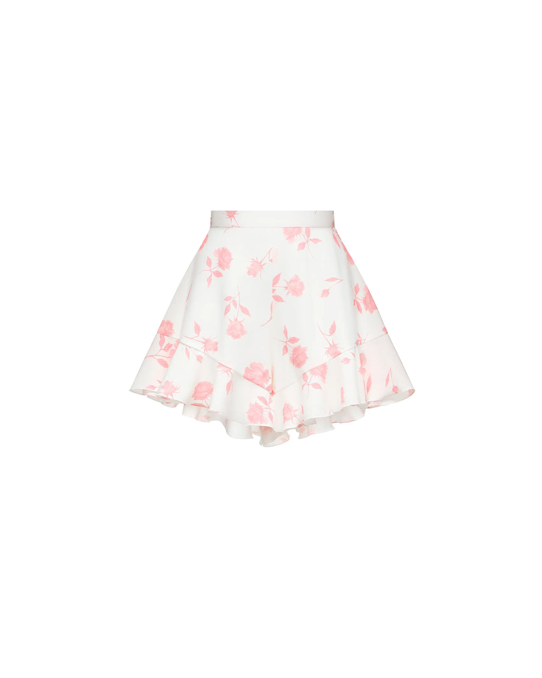 Audrie, ivory batiste shorts with medium light pink flowers