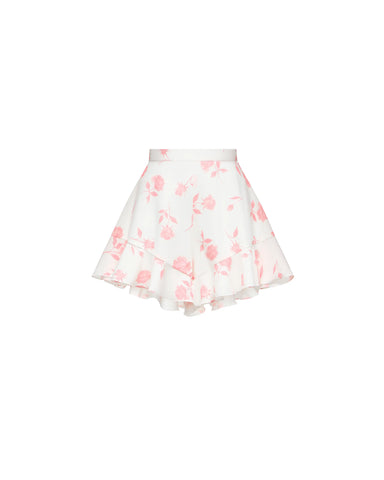 Audrie, ivory batiste shorts with medium light pink flowers