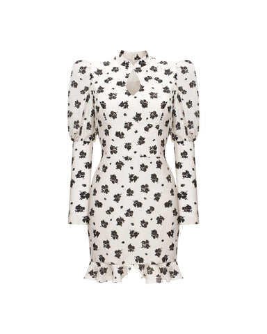 Giannetta mini, mini dress made of ivory crepe de chine with floral print