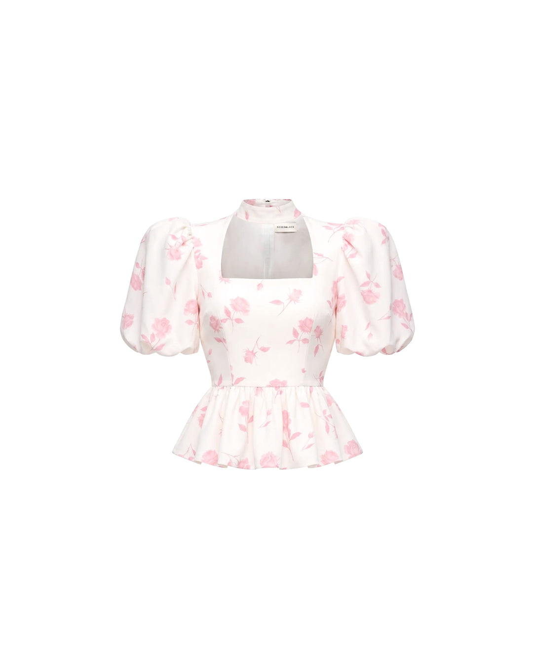 Valerie top, ivory crepe de chine top with medium light pink flowers