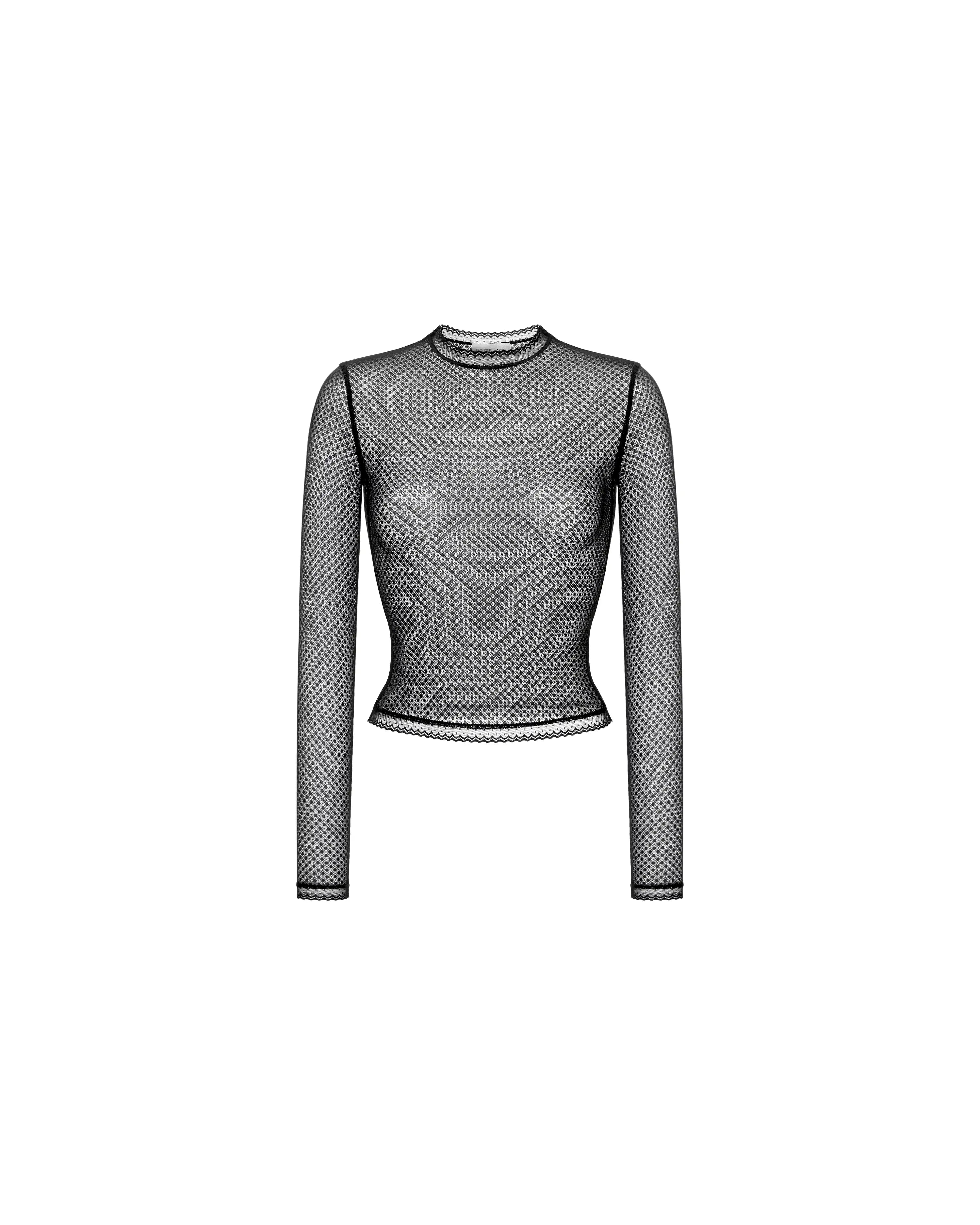 Billie sleeves, black openwork mesh long sleeve top