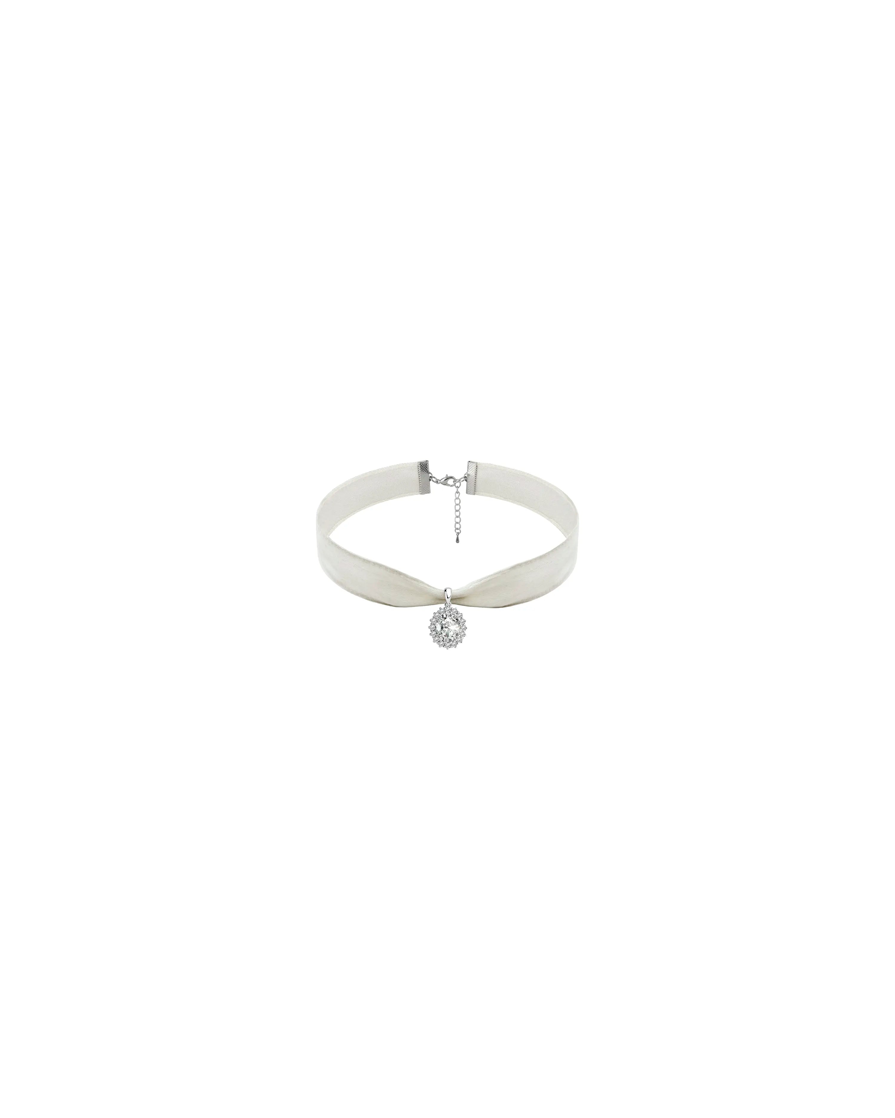 Arin, ivory taffeta choker with crystal