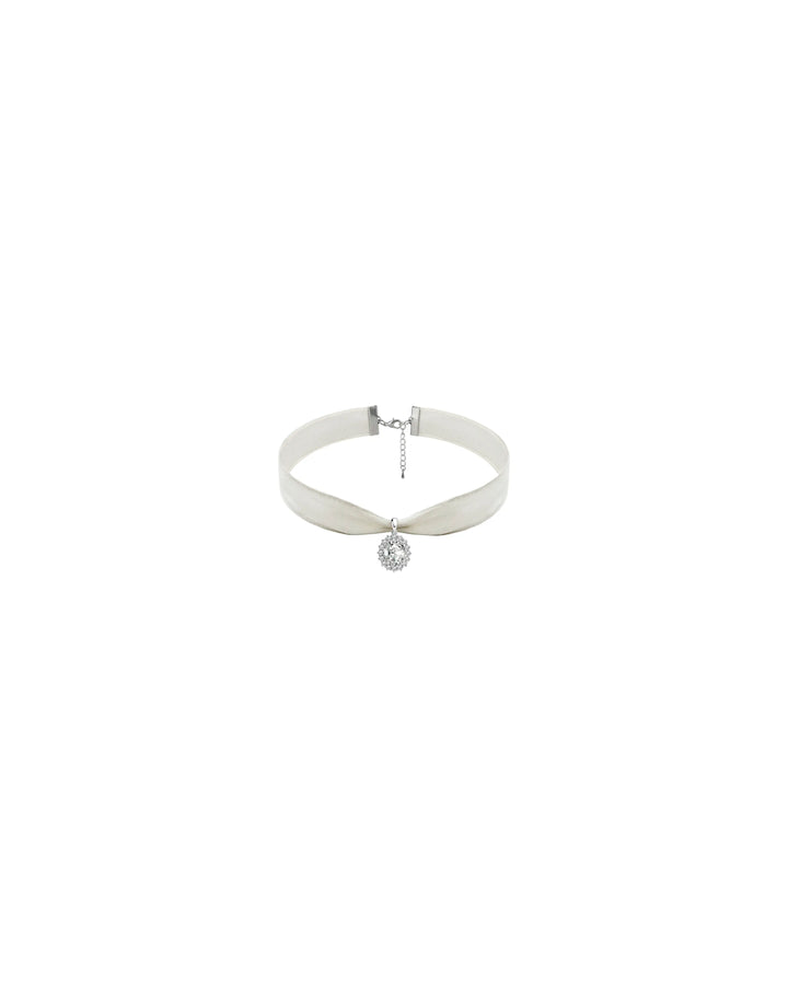 Arin, ivory taffeta choker with crystal