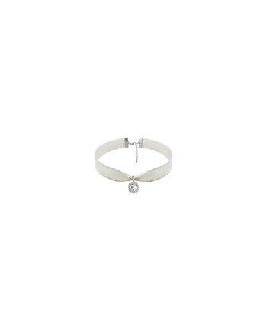 Arin, ivory taffeta choker with crystal