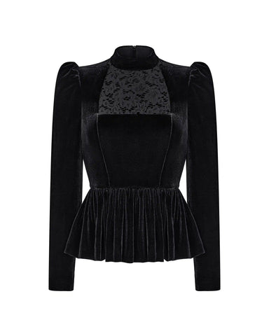Lyra lace, blouse with a choker made of black velvet and lace
