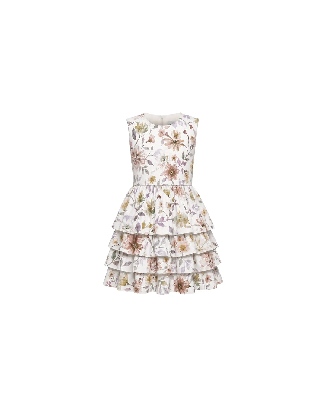 Fifi no sleeves, ivory chiffon children's dress with multicolor flowers