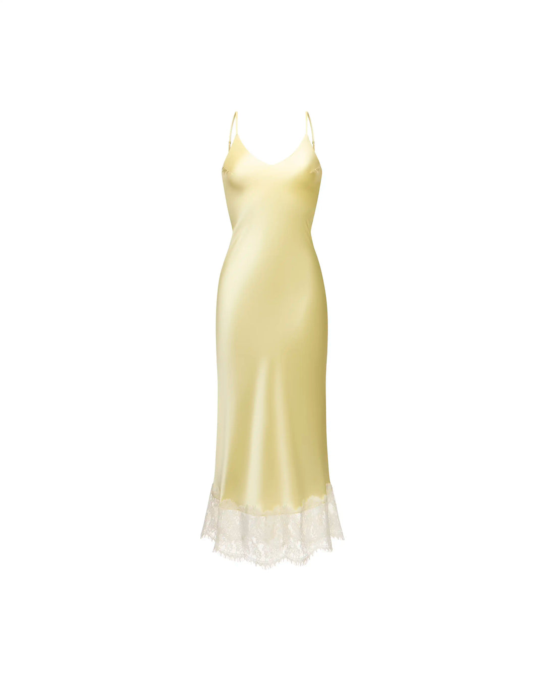 Cecil midi dress in yellow satin with a floral print