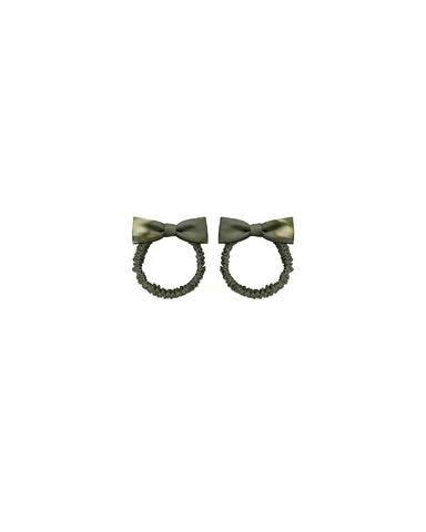 Minnie, khaki crepe de chine headscarf with ivory flowers