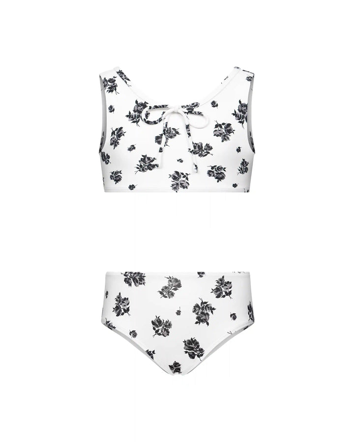 Mabel, children's two-piece swimsuit, in ivory with floral print