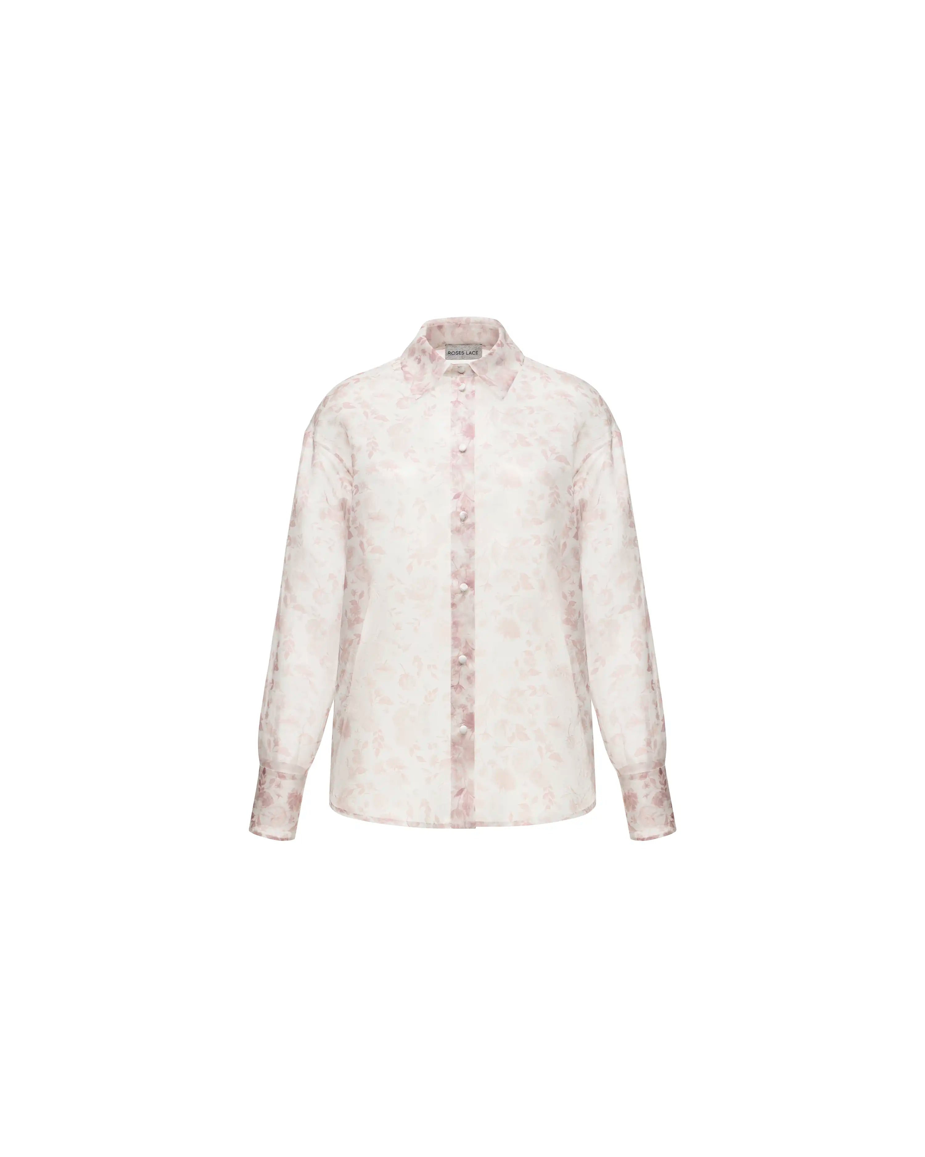 Harper, shirt in milky organza with a floral print