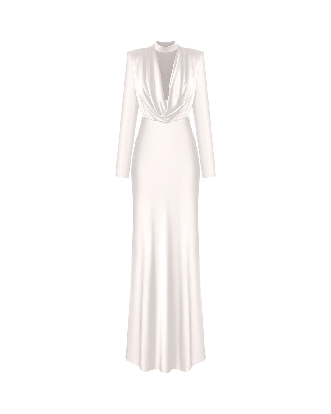 silk choker dress Women's Sarelda Choker Neck Maxi Dress White Alyssum XS/S/M/L/Customize MEAN BLVD White Alyssum / M