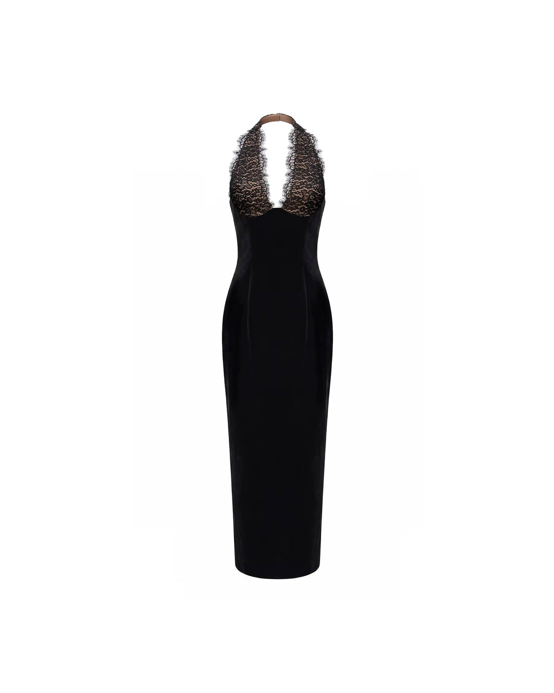 Livia midi, black velvet midi dress