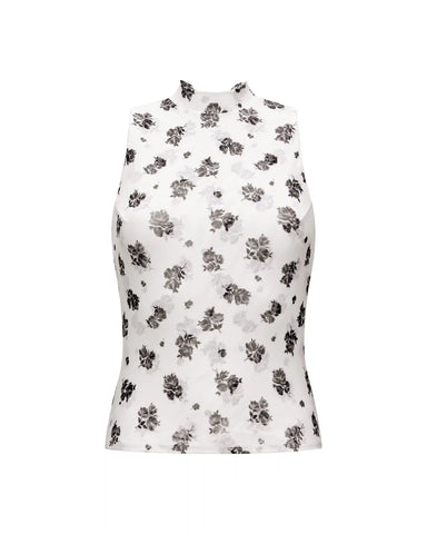 Terry mesh, top made of ivory mesh with floral print
