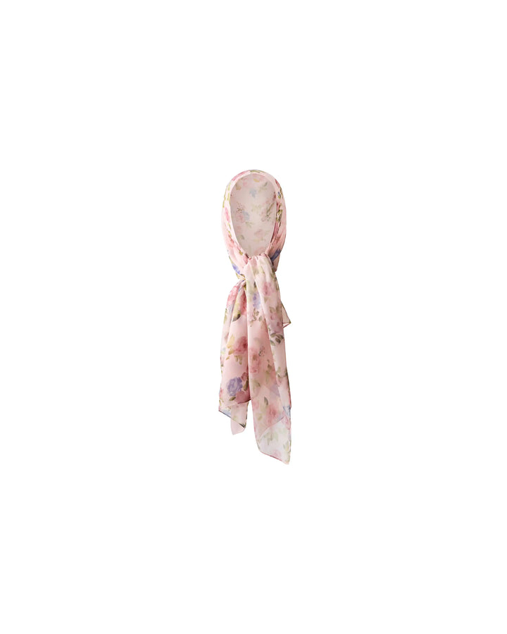Leticia, scarf in light pink chiffon with a floral print