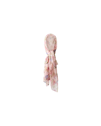 Leticia, scarf in light pink chiffon with a floral print