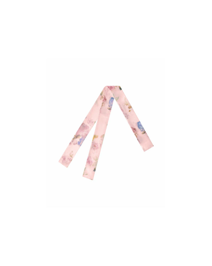 Luana, ribbon in light pink chiffon with a floral print