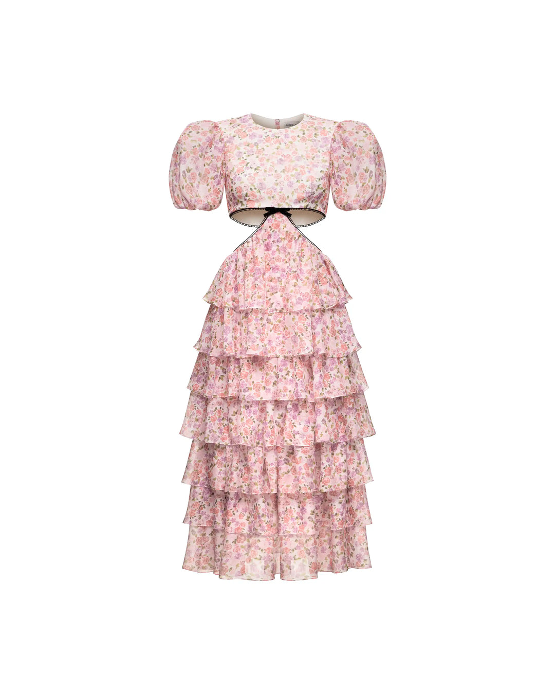 Kylie midi, midi dress in milky chiffon with a floral print ROSES LACE Kylie midi, midi dress in milky chiffon with a floral print ROSES LACE