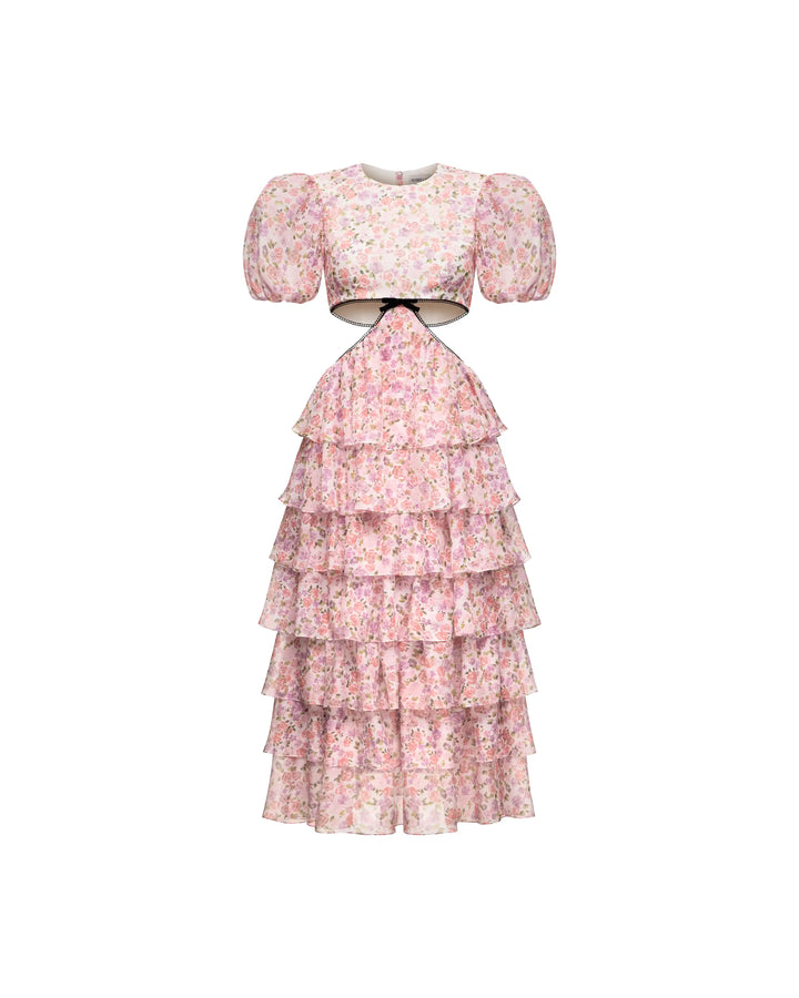 Kylie midi, midi dress in milky chiffon with a floral print