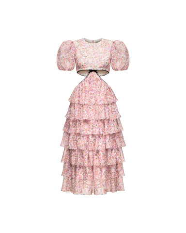 Kylie midi, midi dress in milky chiffon with a floral print